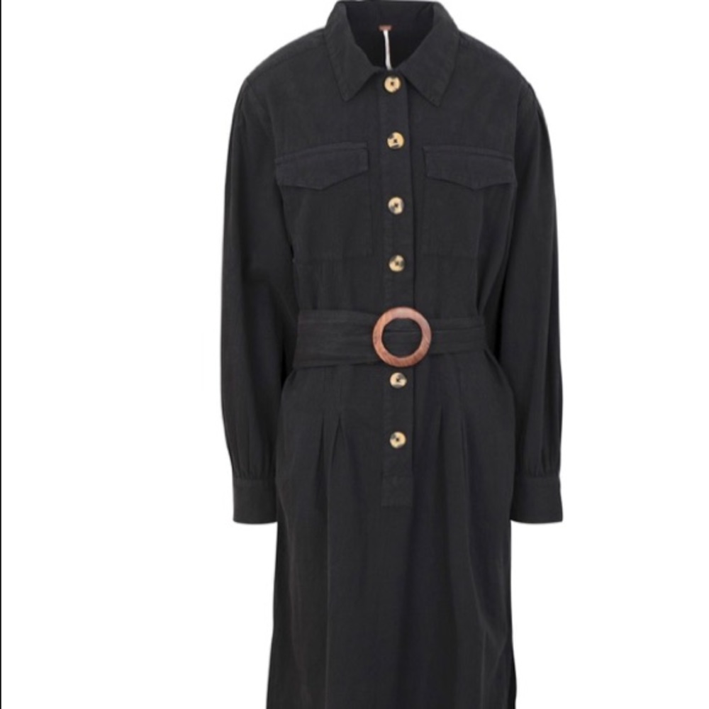 Free People Audrey Black Button-down Dress NEW